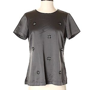Gray Satin Embellished Blouse